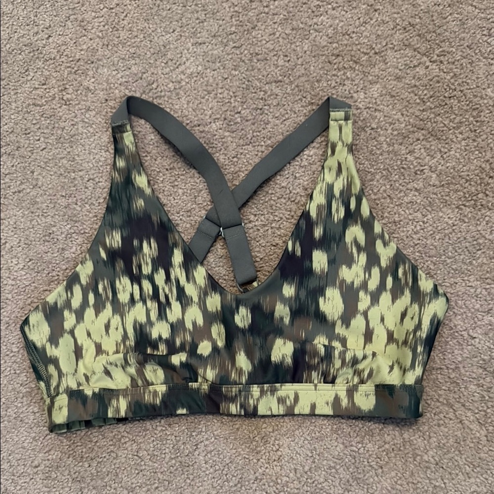 Aerie Offline Sports Bra Brown and Green